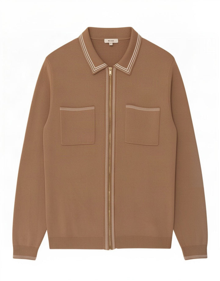 Reiss herre cardigan sweater stor brun viskose