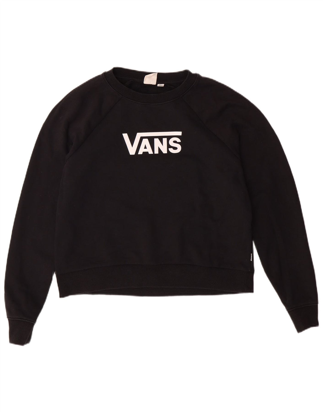 VANS Womens Crop Oversized grafisk sweatshirt Jumper UK 10 Small Black