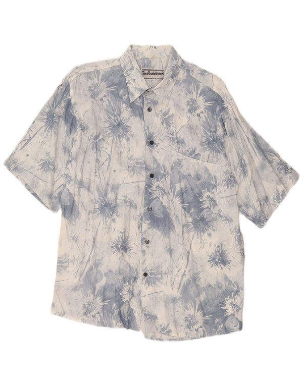 Vintage kortærmet herreskjorte Medium Blue Tie Dye