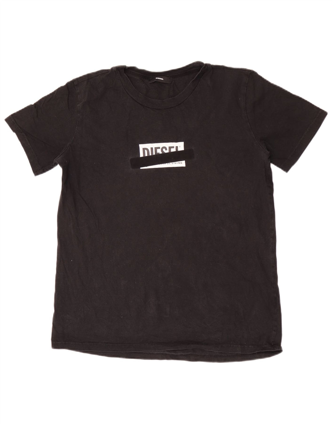 Diesel Herre Grafisk T-Shirt Top Stor Sort Bomuld