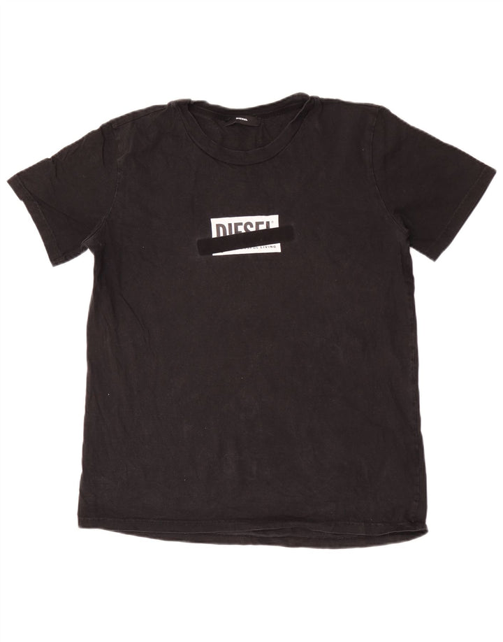 Diesel Herre Grafisk T-Shirt Top Stor Sort Bomuld