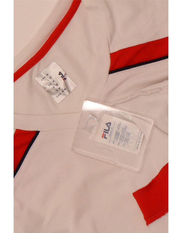 Fila Herre T-Shirt Top Medium White Colourblock Polyamid