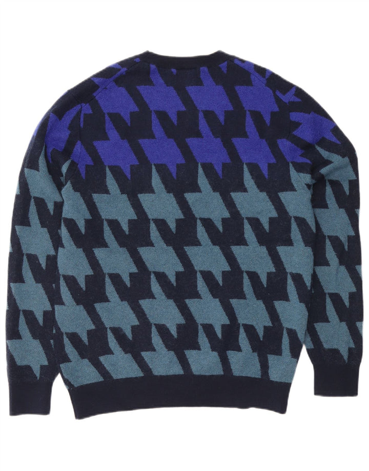 Paul Smith Dame Boat Neck Jumper Sweater UK 14 Medium Navy Blue Geometric