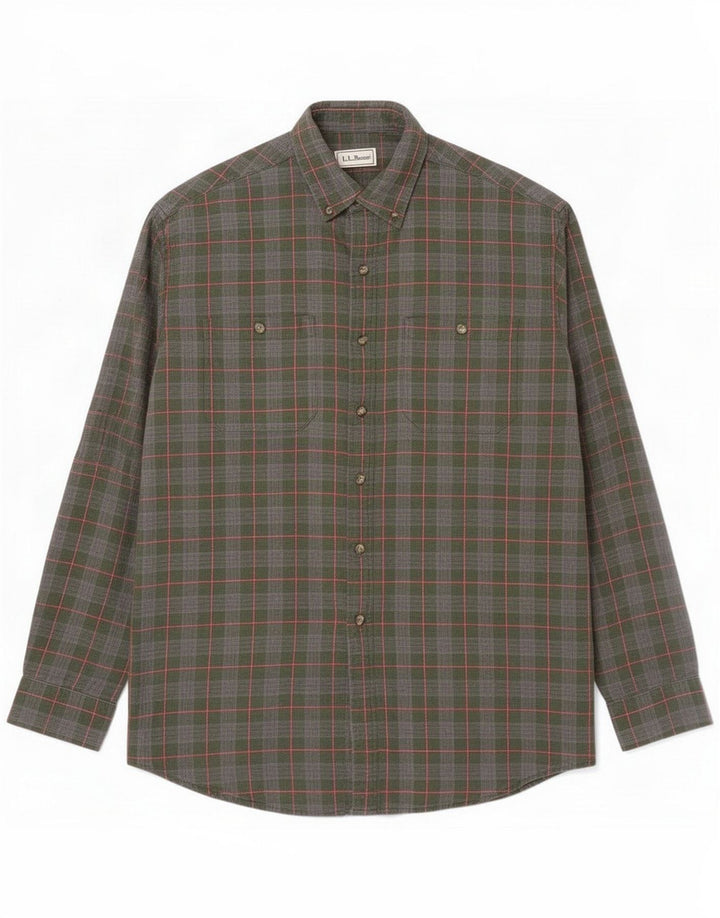 L.L.Bean Flannelskjorte til mænd Large Green Check