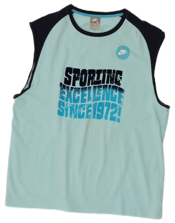Nike Herre grafisk vest Top UK 45/47 XL Blå Colourblock Bomuld
