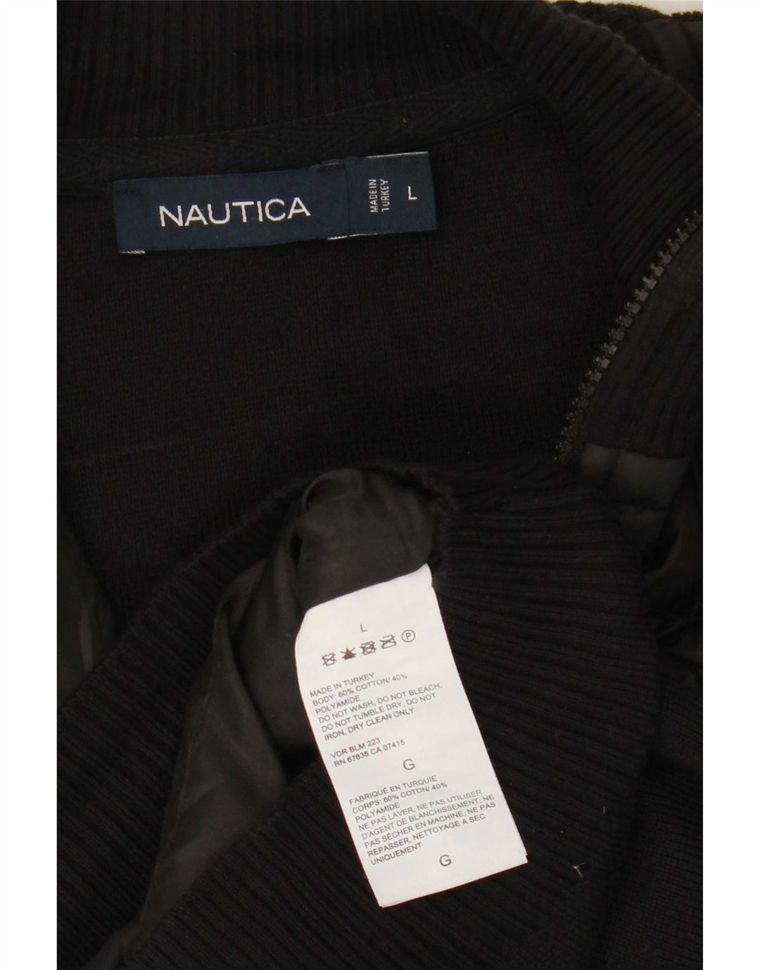 Nautica Herre Cardigan Sweater Stor Sort Bomuld