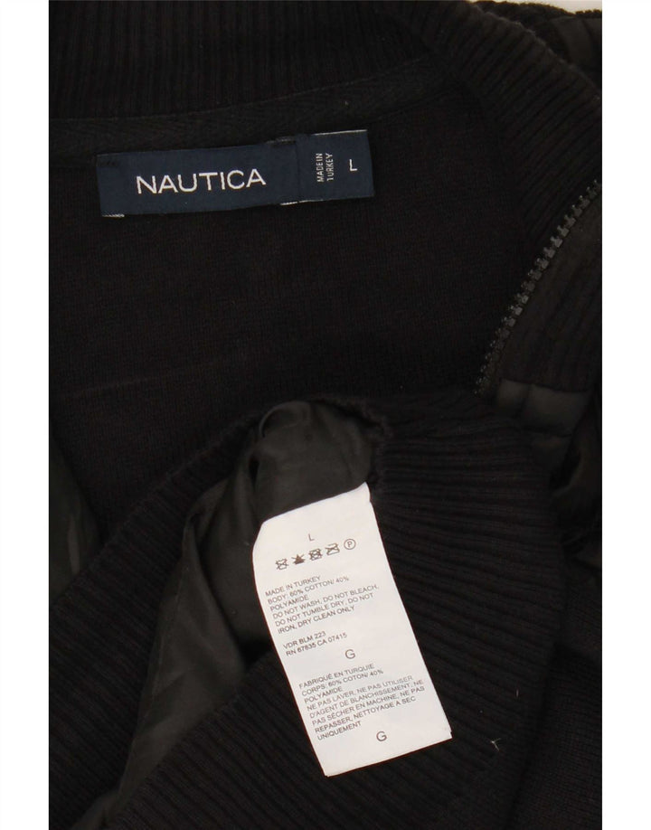 Nautica Herre Cardigan Sweater Stor Sort Bomuld