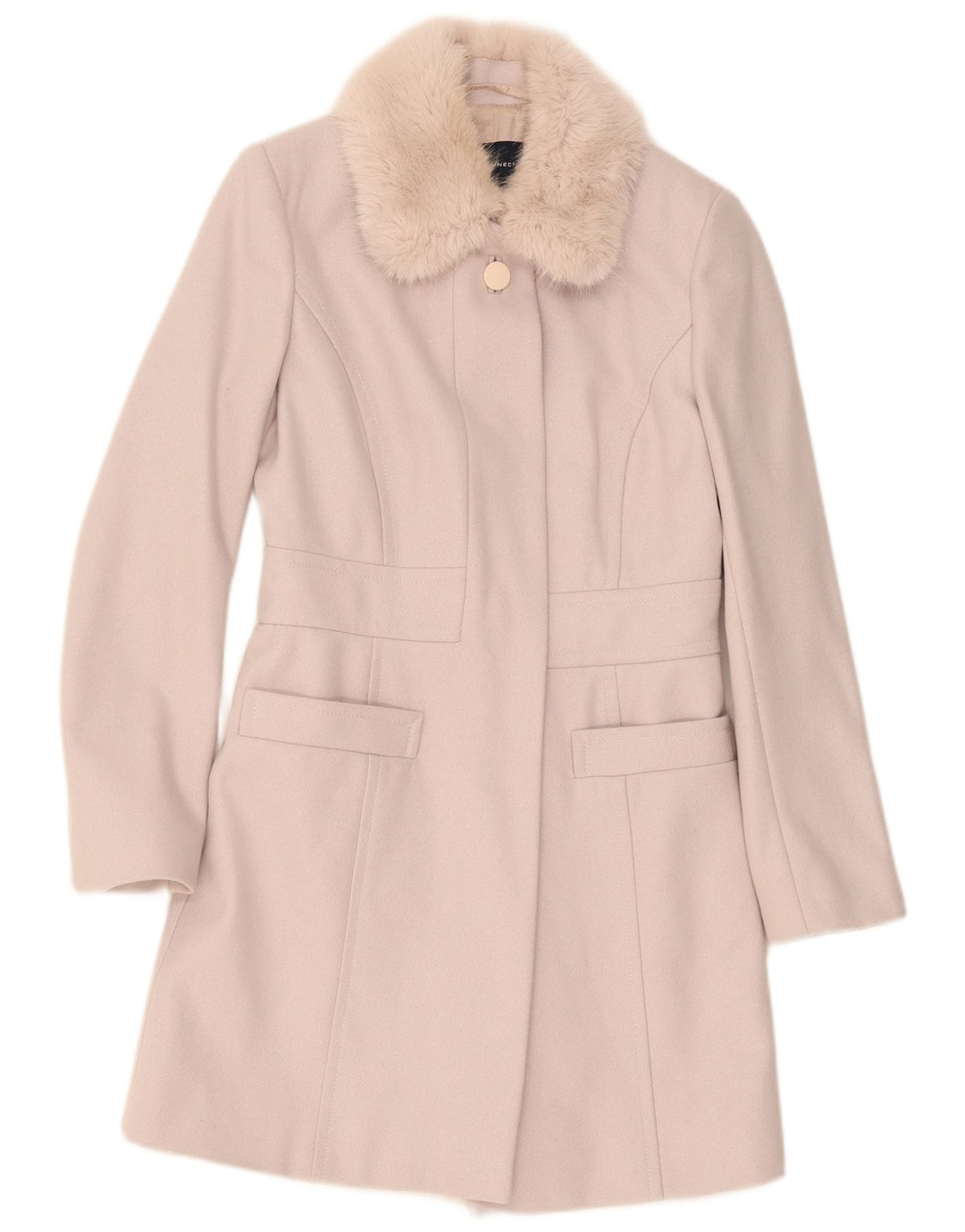French Connection Dame Overfrakke UK 8 Small Beige Uld