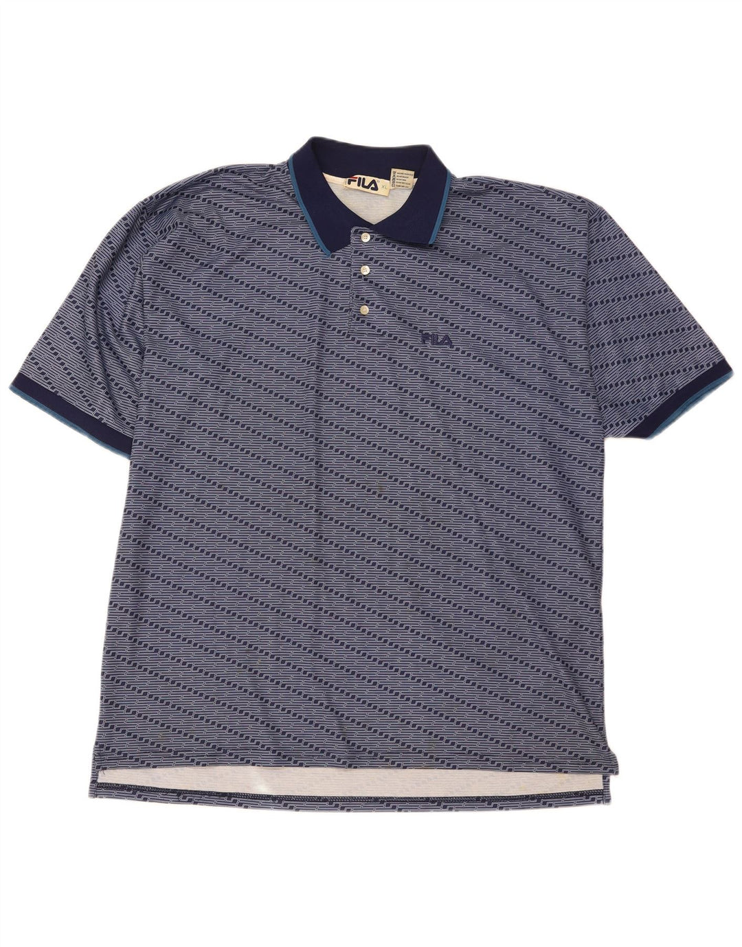 Fila Polo Shirt til mænd XL Marineblå stribet polyester
