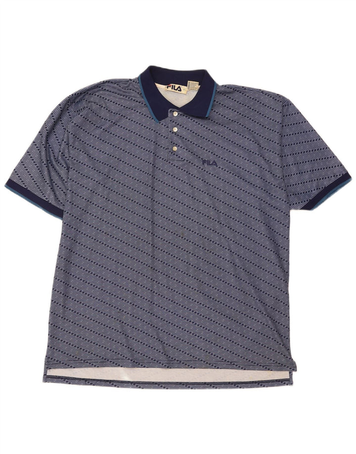 Fila Polo Shirt til mænd XL Marineblå stribet polyester