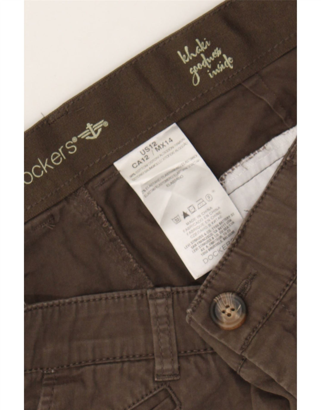 DOCKERS Womens Chino Shorts US 12 Large W36  Khaki Cotton Vintage Dockers and Second-Hand Dockers from Messina Hembry 
