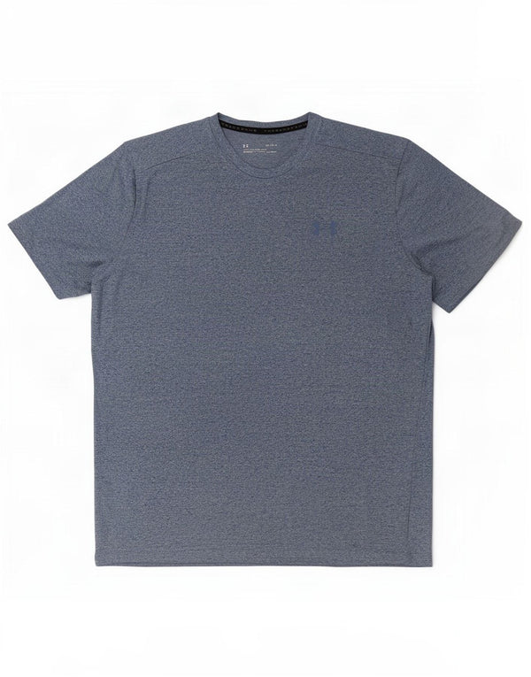 Under Armour Herre Heat Gear Loose Fit T-Shirt Top Large Blue Flecked