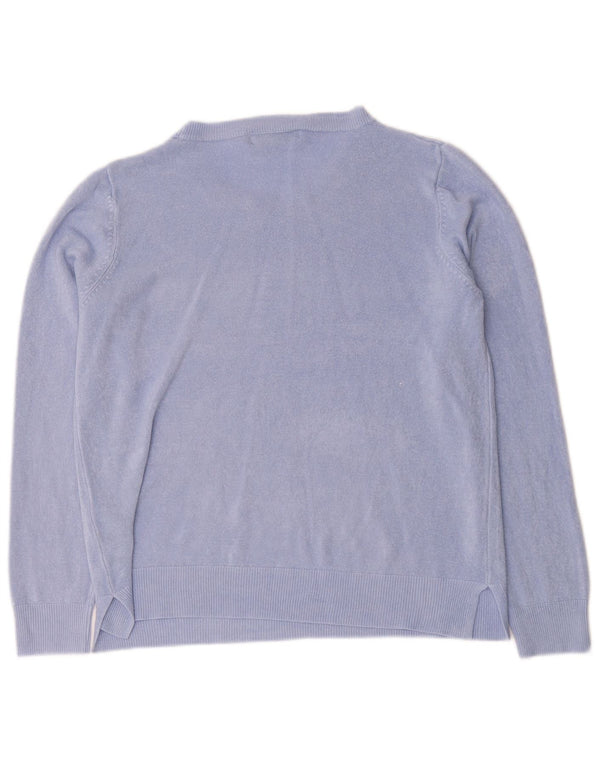Marks & Spencer Dame Boat Neck Jumper Sweater UK 16 Large Blue Acryl