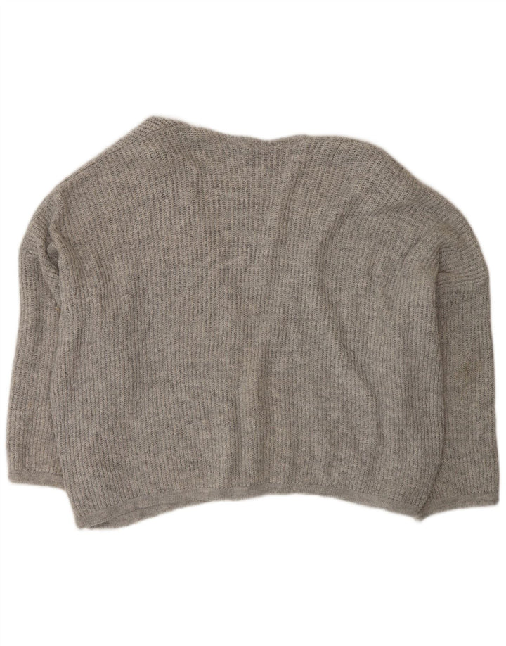 Topshop Dame Oversized Open Cardigan Sweater UK 14 Medium Grå Akryl