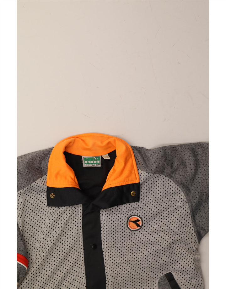 DIADORA Womens Graphic Tracksuit Top Jacket IT 40 Small Grey Colourblock Vintage Diadora and Second-Hand Diadora from Messina Hembry 