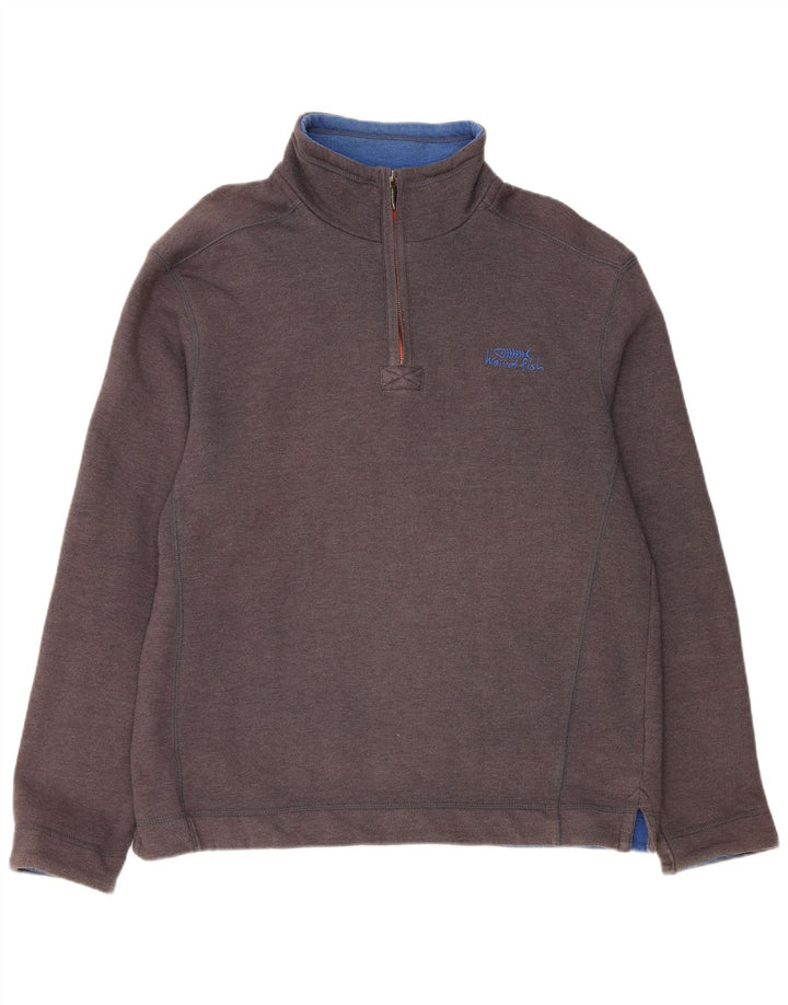 Weird Fish Herre Zip Neck Sweatshirt Jumper Medium Grå Bomuld