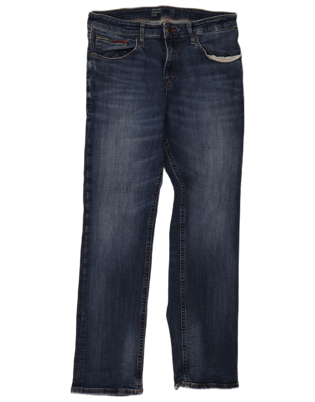 Tommy Hilfiger Herre Ryan Straight Jeans W34 L31 Marineblå Bomuld