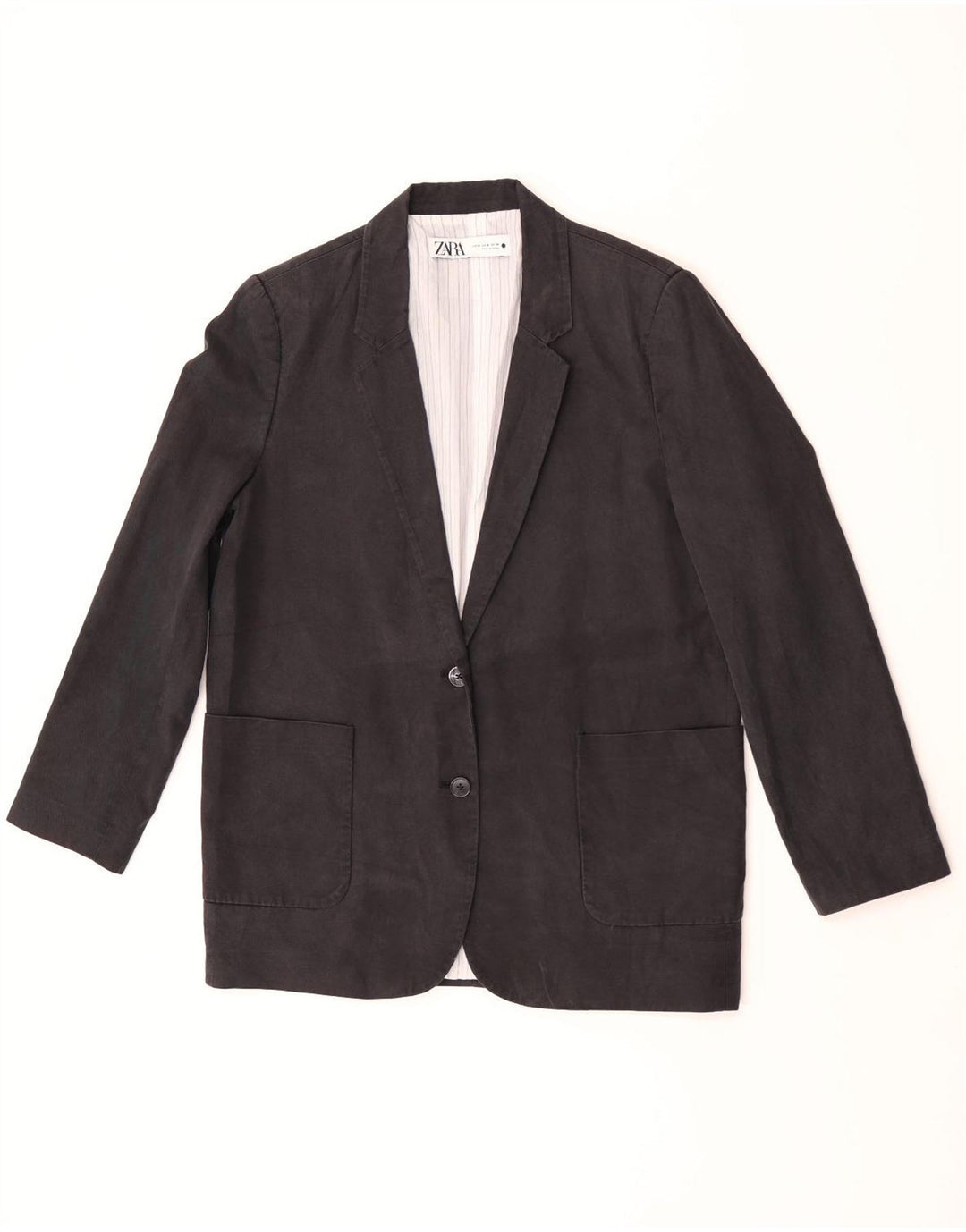 Zara Dame 2 Button Blazer Jacket UK 14 NMedium Black Linen