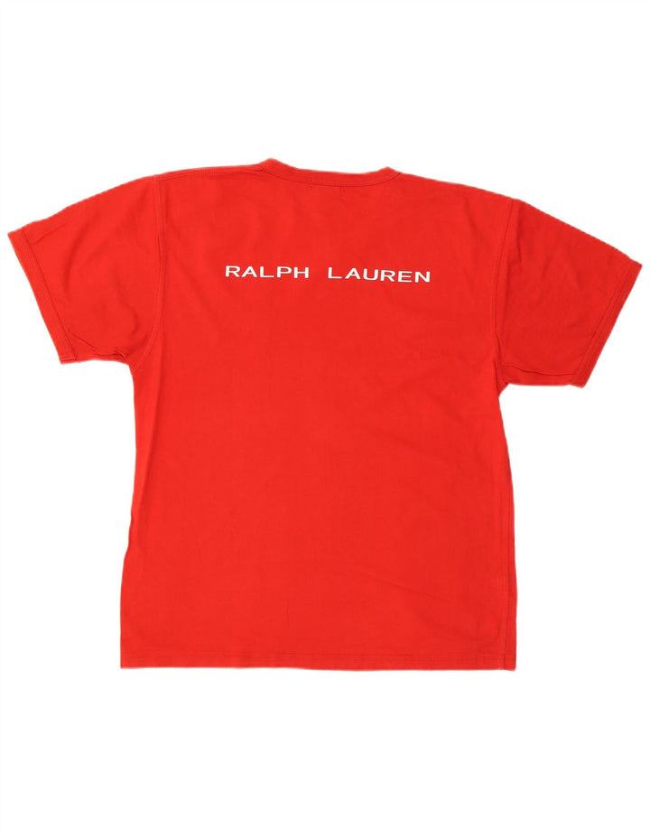 RALPH LAUREN Herre grafisk T-shirt Top Medium Rød Bomuld