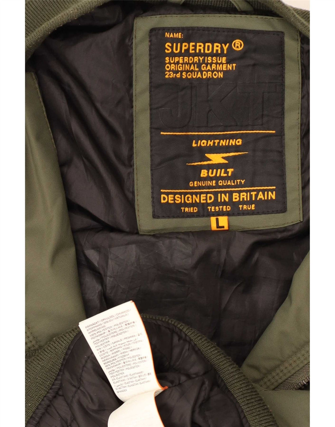 Superdry Boys Bomber Jacket 13-14 Years Large Khaki Polyester