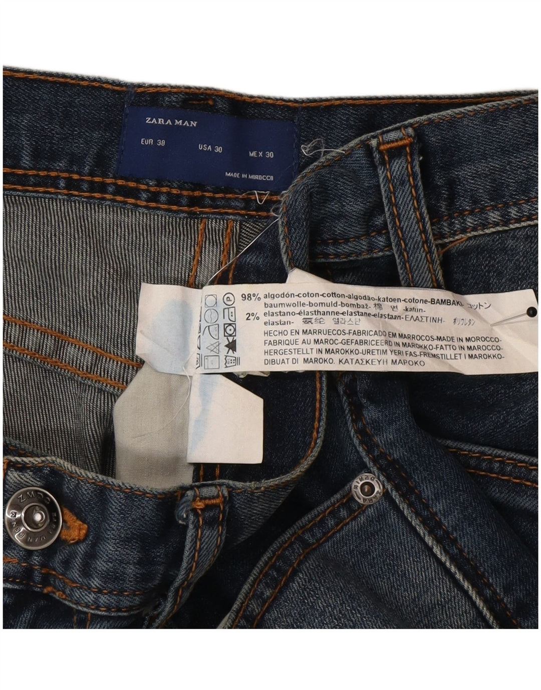 Zara Straight Jeans til mænd EU 38 Small W30 L32 Blå Bomuld