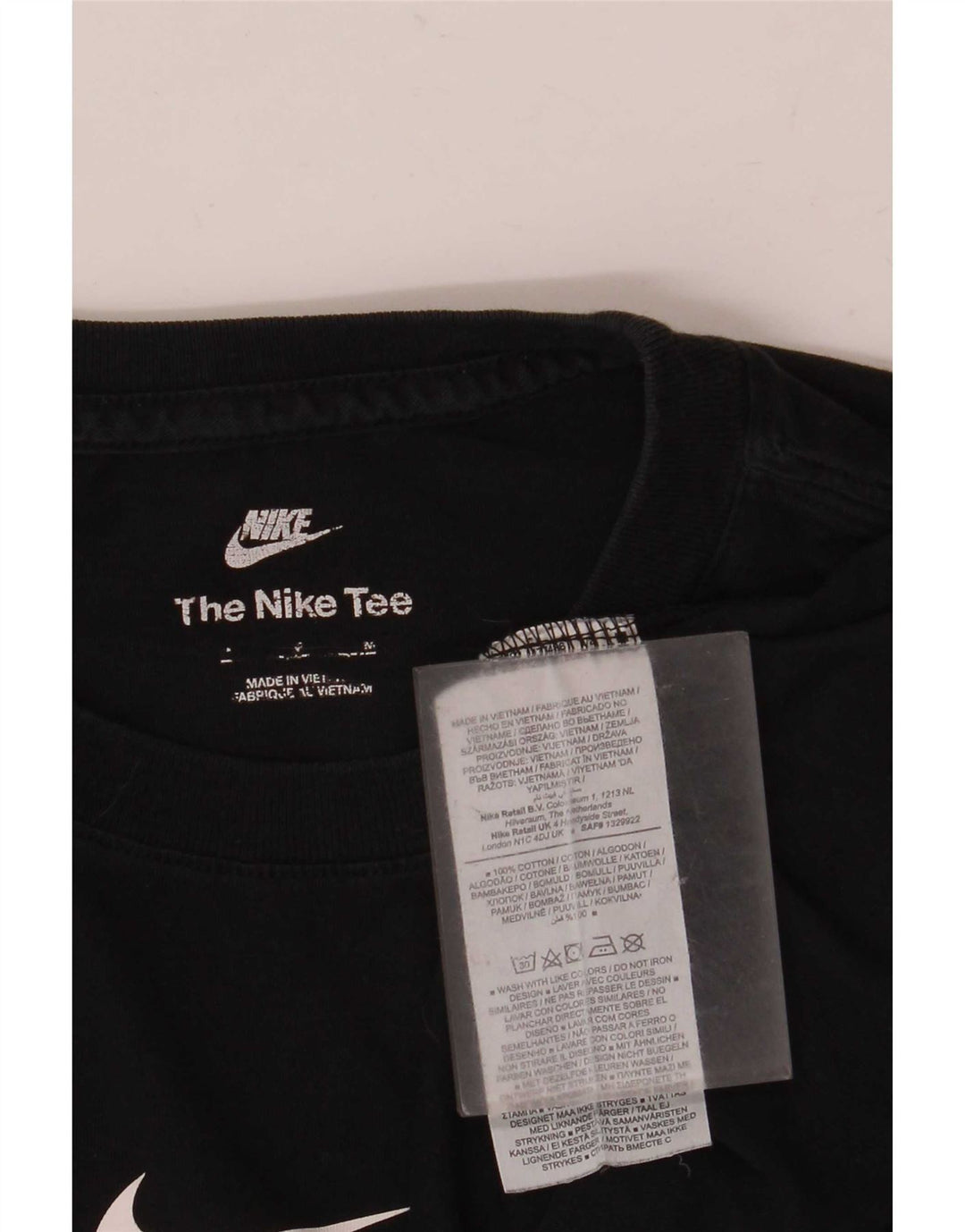 Nike Herre Swoosh Grafisk T-shirt Top Medium Sort Bomuld