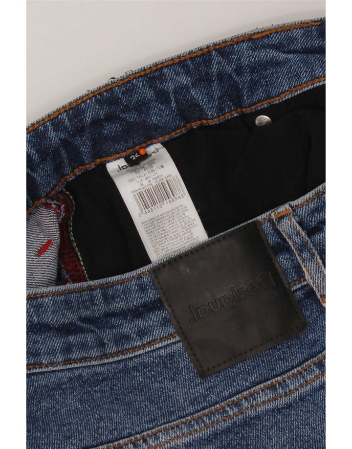 Desigual Herre Distressed Straight Jeans W36 L32 Blå Bomuld