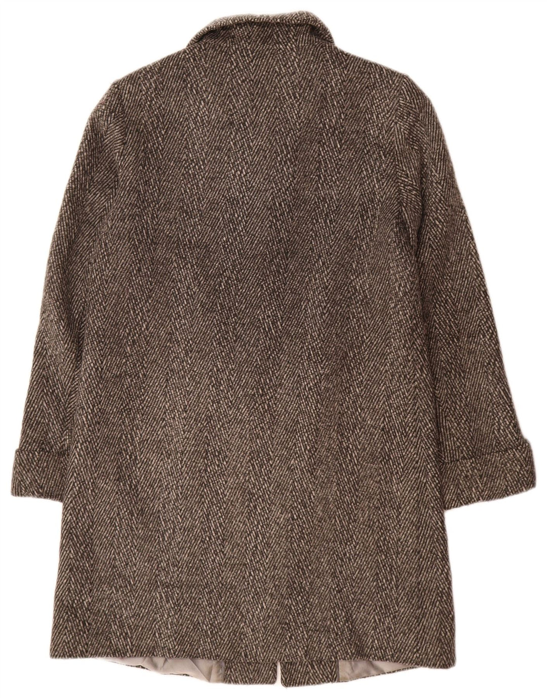 Marks & Spencer Womens Autograph Overcoat UK 12 Medium Grey Herringbone