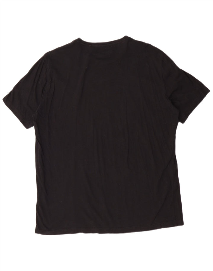 MUSTANG Herre Grafisk T-Shirt Top XL Sort Bomuld