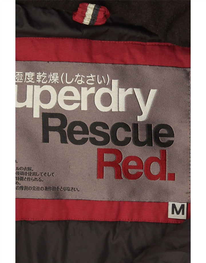 Superdry Herre hættepolstret jakke UK 38 Medium Burgundy Nylon
