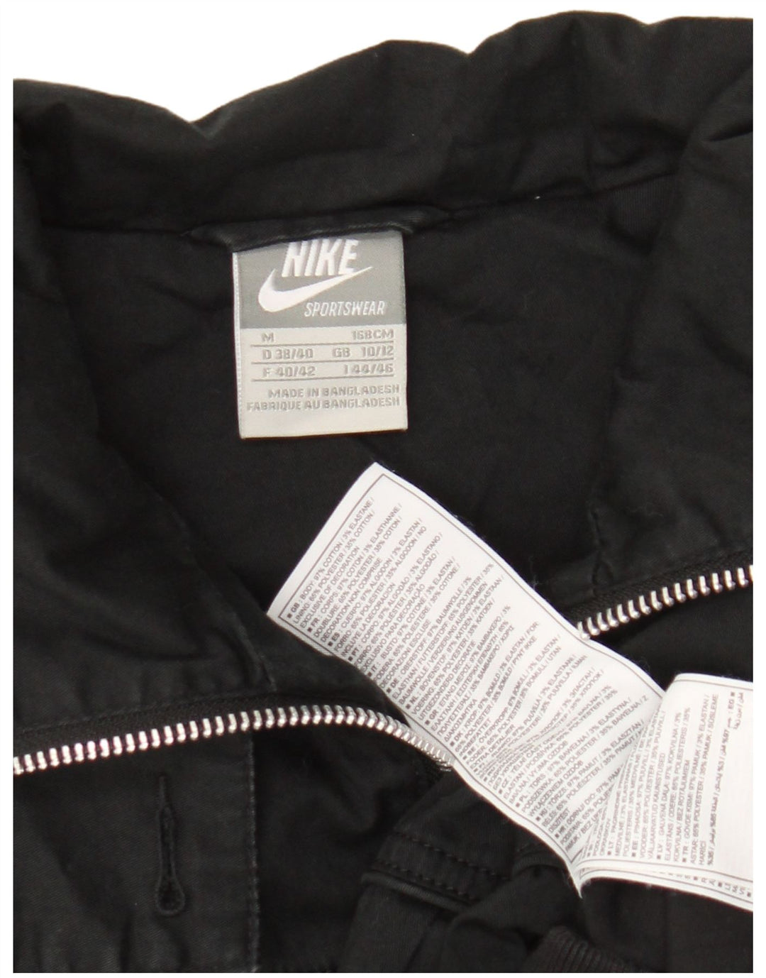 Nike Bomberjakke til kvinder UK 10/12 Medium Sort Bomuld