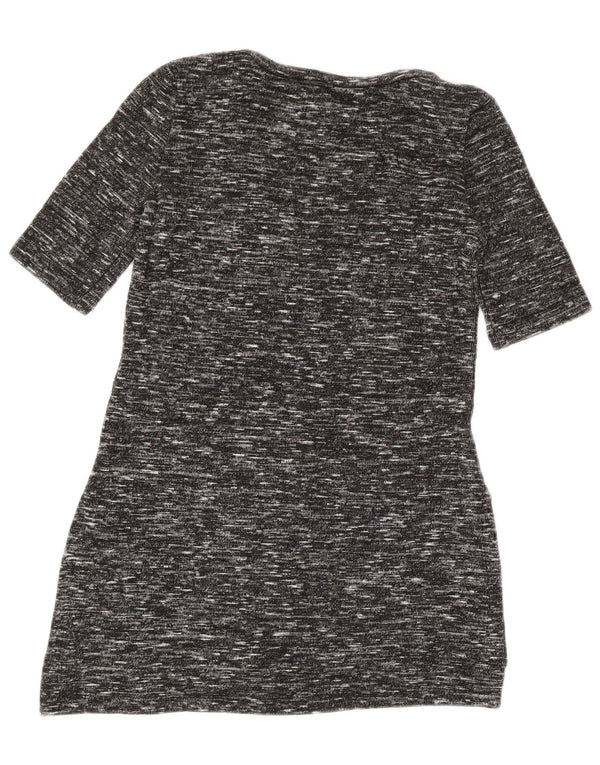 Zara Kortærmede Jumper Kjole til kvinder UK 4 XS Grå Flecked Acryl