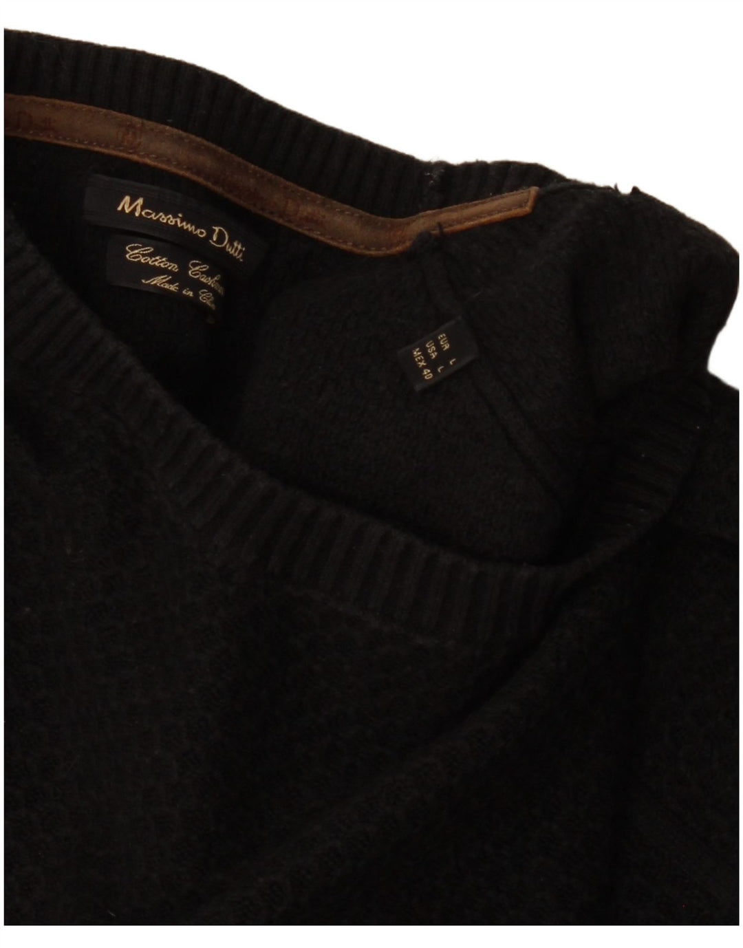 MASSIMO DUTTI Herre sweater med rund hals, stor sort bomuld