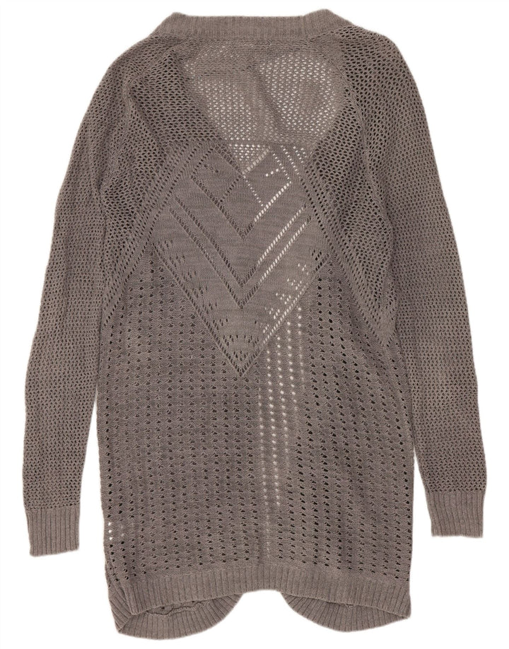 Roxy Womens Longline Cardigan Sweater UK 14 Medium Grey Bomuld