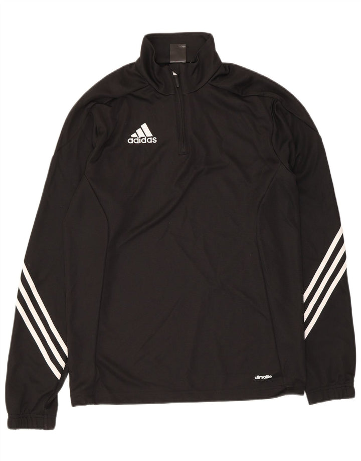 Adidas Herre Climalite Pullover med lynlås-hals Træningsdragt Top Lille sort polyester