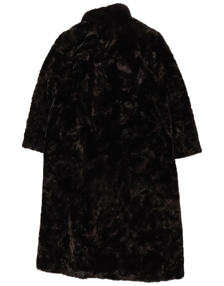 Libra Dame imiteret Pels Overfrakke UK 16 Large Black Modacryl