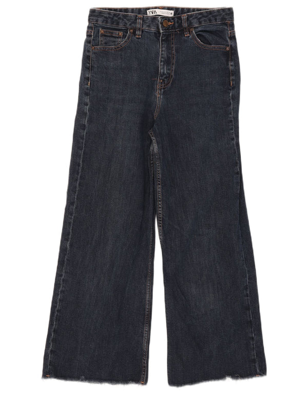 Zara Womens Crop Wide Leg Jeans EU 40 Medium W30 L25 Blå Bomuld