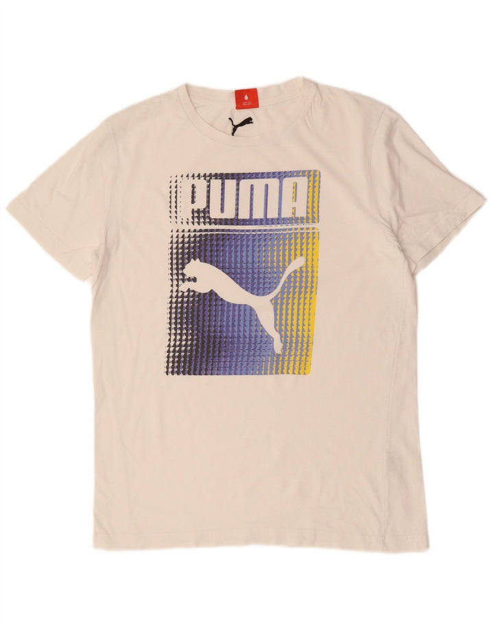 Puma Herre grafisk T-shirt Top Medium Hvid Bomuld