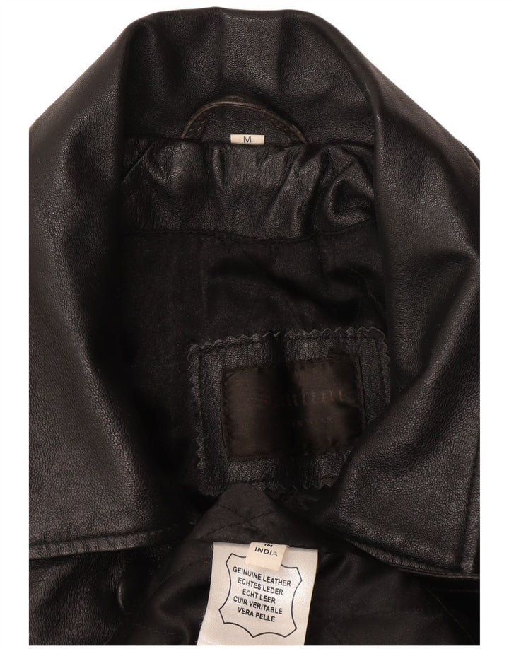 Santini læderfrakke til kvinder UK 14 Medium sort læder