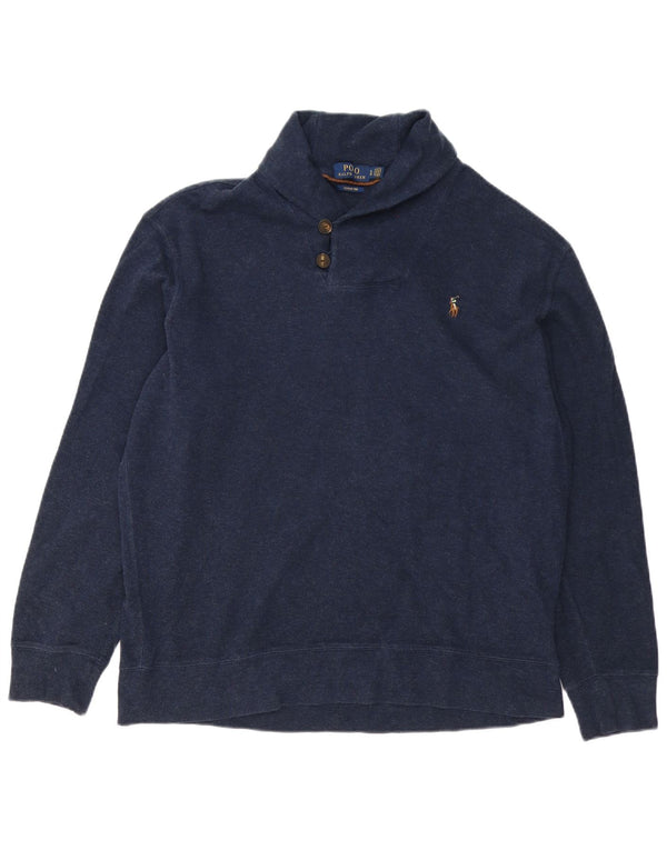 Polo Ralph Lauren Herre Shawl Neck Jumper Sweater XL Navy Blue Bomuld