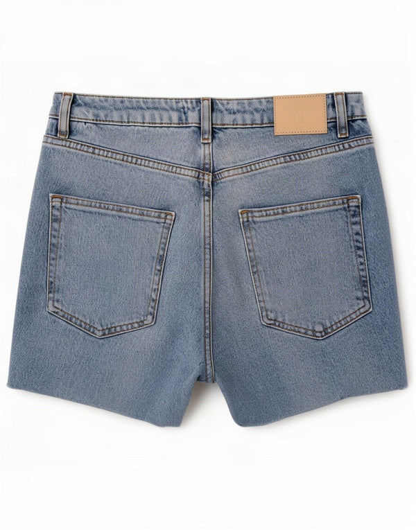 Zara Womens Distressed Denim Shorts EU 36 XS W26 Blå Bomuld