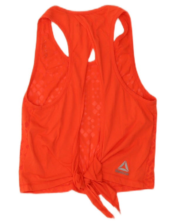 Reebok Womens Crop Vest Top UK 4/6 XS Orange Geometrisk Bomuld
