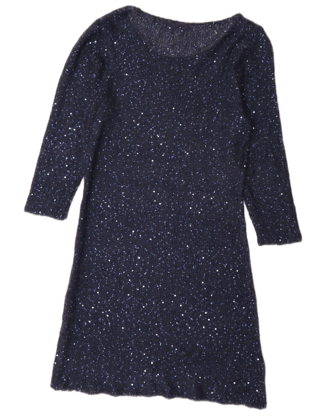 Phase Eight Dame 3/4-ærmet paillettertrøjekjole UK 14 Medium Marineblå