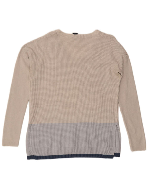 Gap Womens Boat Neck Jumper Sweater UK 16 Large Beige Colourblock Nylon
