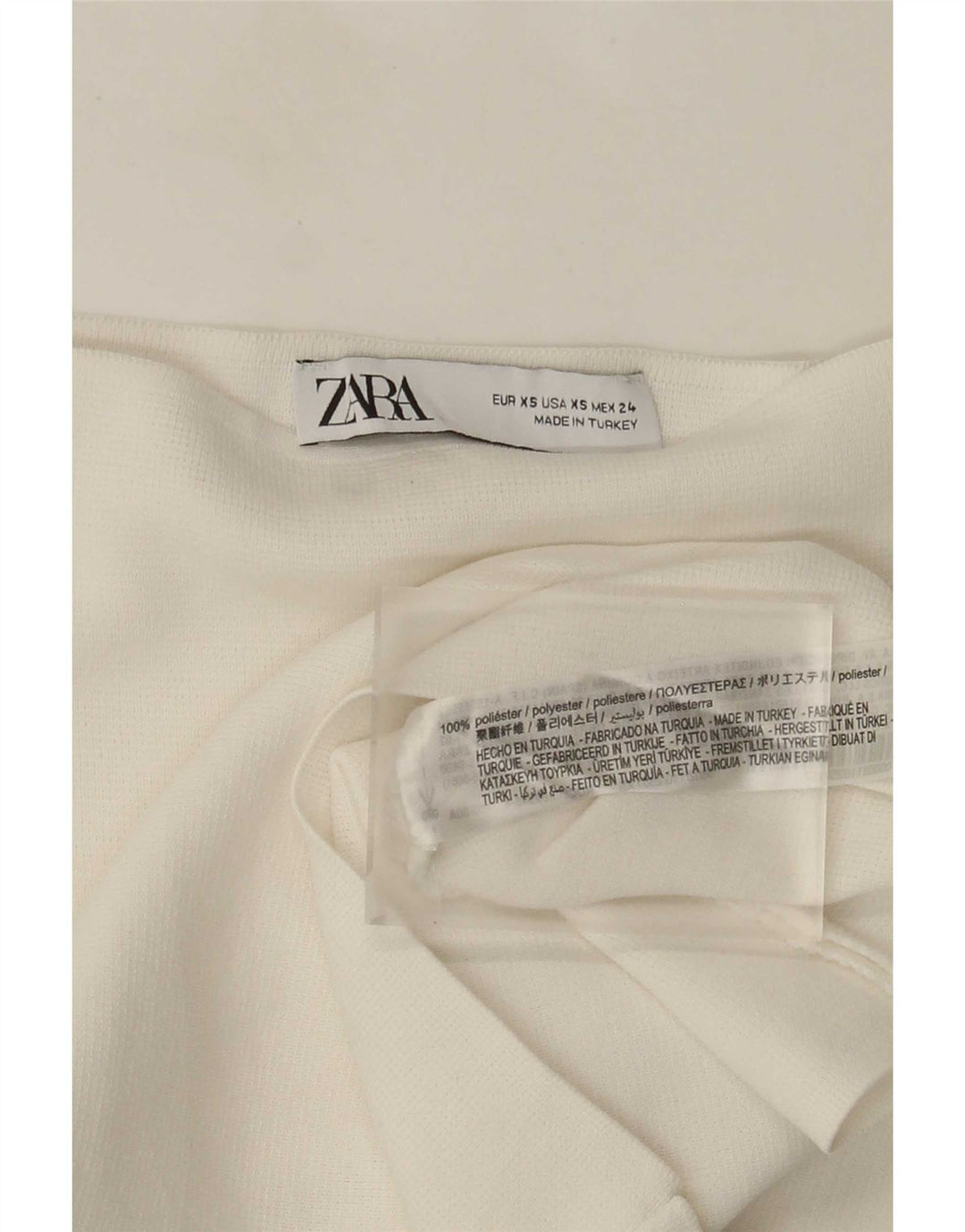 Zara Womens Crop Off Shoulder Top Langærmet UK 6 XS Hvid Polyester