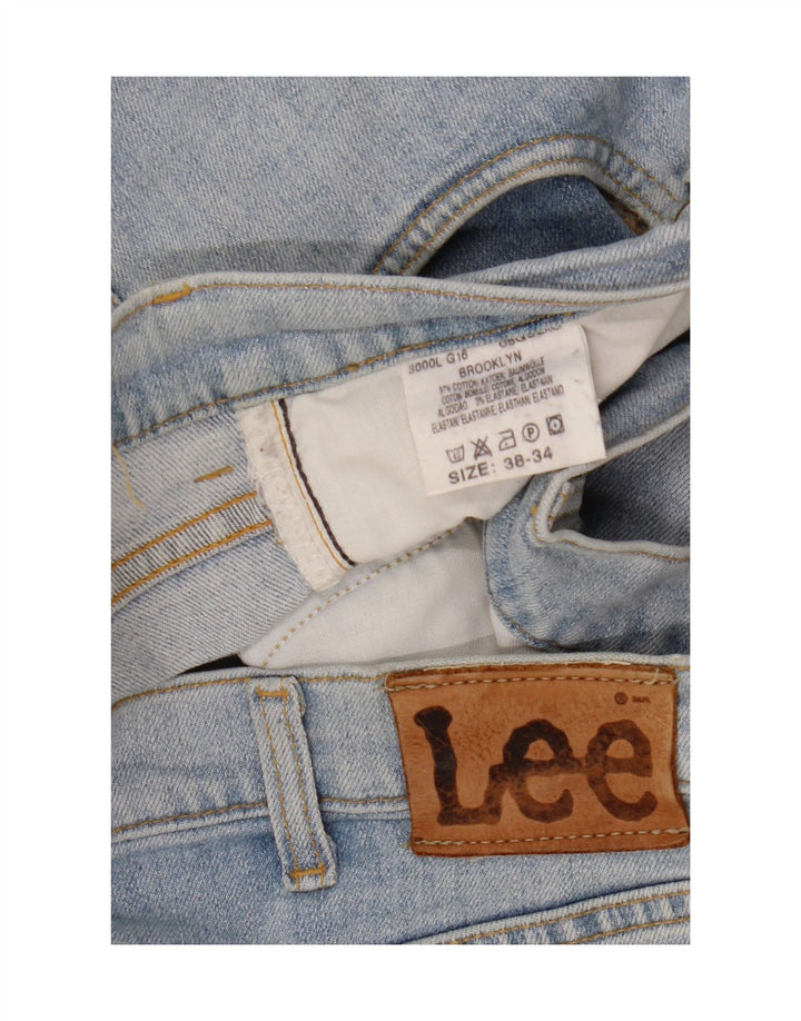 LEE Herre Brooklyn Straight Jeans W38 L34 Blå Bomuld