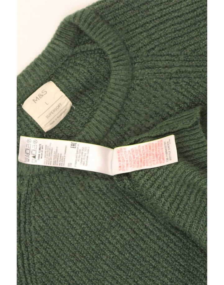 Marks & Spencer Herre sweater med rund hals, stor grøn polyamid