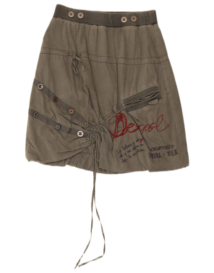 Desigual kvinders grafiske boblenederdel EU 36 Small W28 Khaki Bomuld