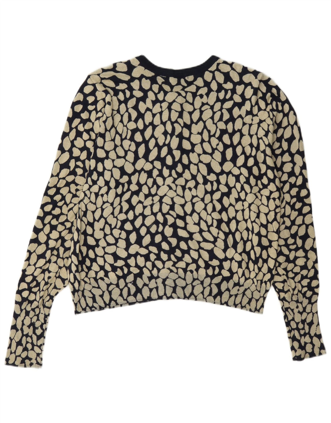 Marks & Spencer Dame Cardigan Sweater UK 14 Medium Sort Geometrisk