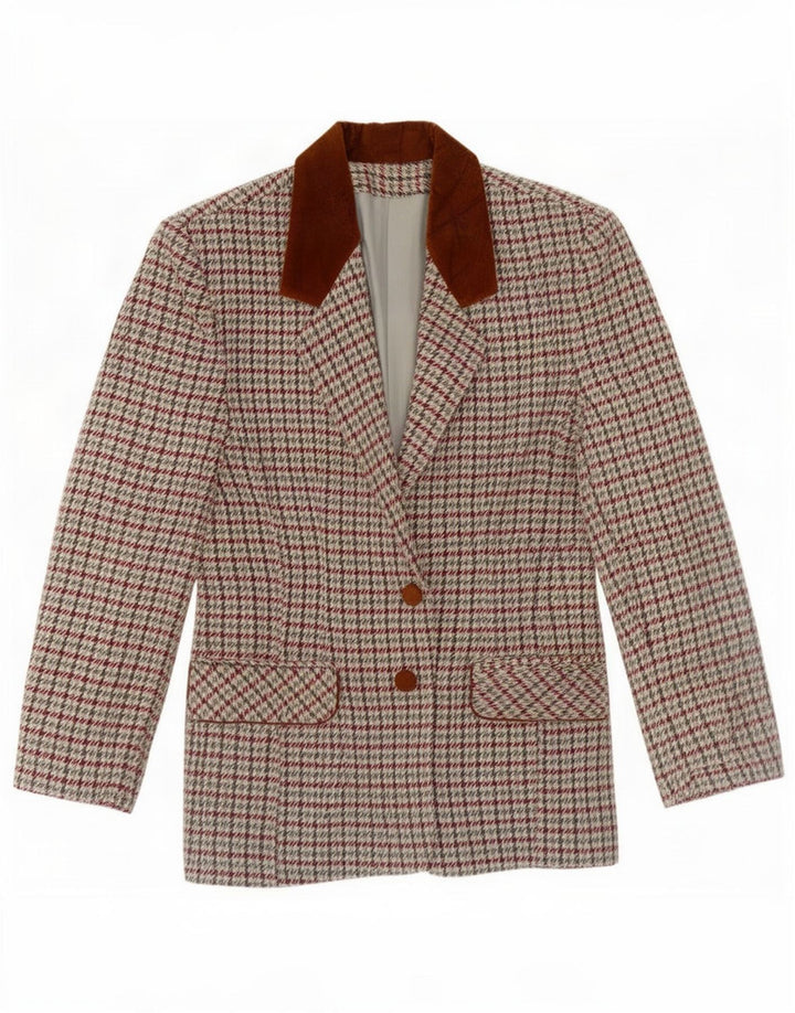 Vintage Dame 2-knaps blazerjakke IT 46 Stor flerfarvet Houndstooth